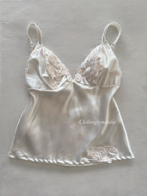 White Satin Lace Cami Size S