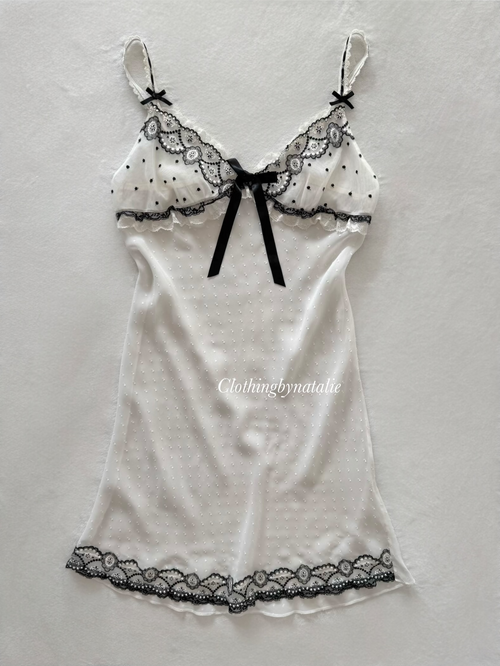 Black White Chiffon Slip Dress Size M