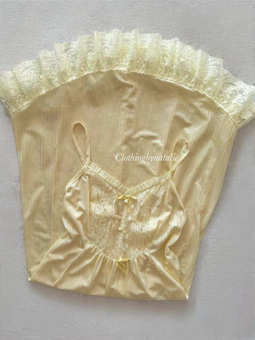 Bernette Yellow Nylon Maxi Nightgown Size S/M