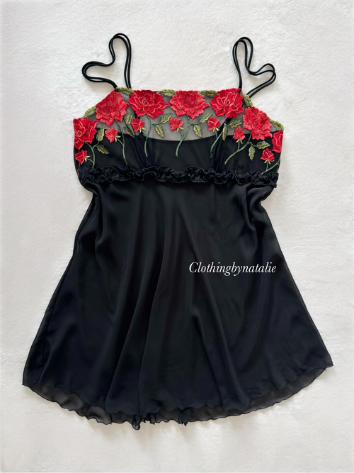 Black Sheer Chiffon Nightgown Size M