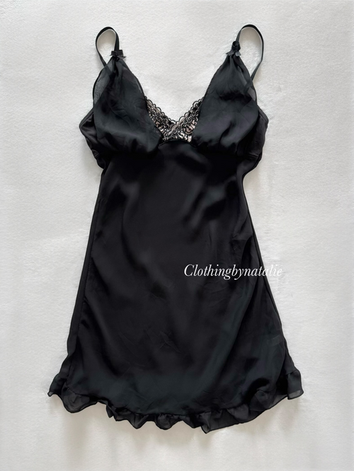 Black Sheer Chiffon Slip Size S
