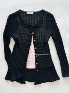 Black Pink Cardigan Cami Set Size S
