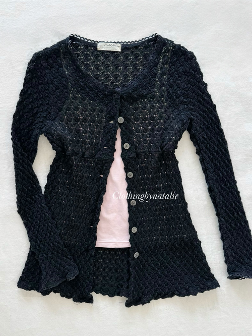 Black Pink Cardigan Cami Set Size S