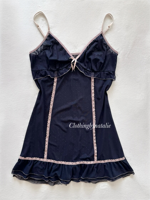 Whimsical Navy Sheer Mesh Slip Size S