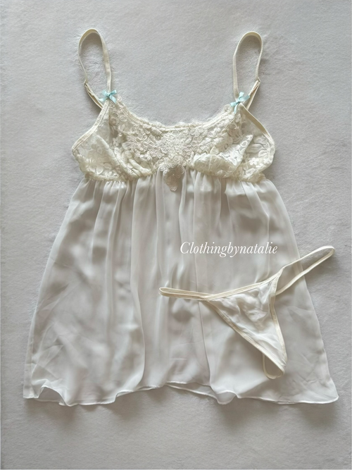 APT.9 White Chiffon Lingerie Set Size S