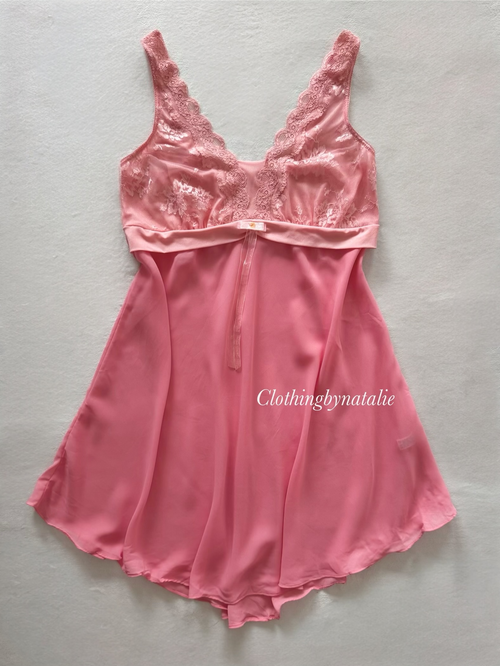 Coquette Pink Chiffon Babydoll Size S/M