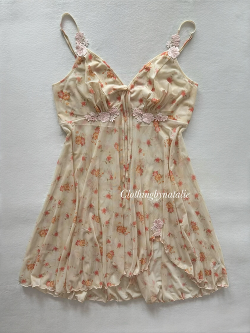 Floral Mesh Sheer Babydoll Size M