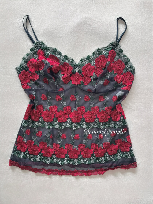 Embroidery Rose Mesh Cami size S/small M