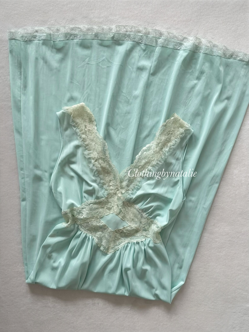 Gotham Blue Nylon Maxi Gown Size M