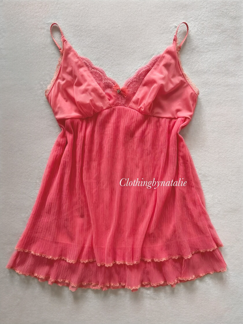 Hot Pink Mesh Babydoll Size M