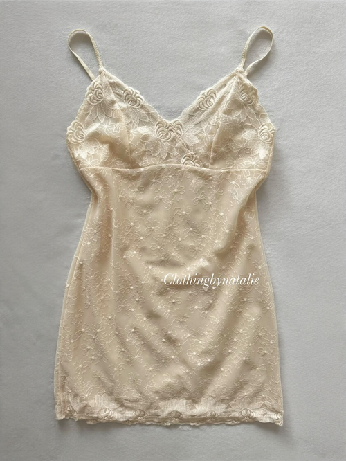 Yellow Floral Lace Nightgown Size S