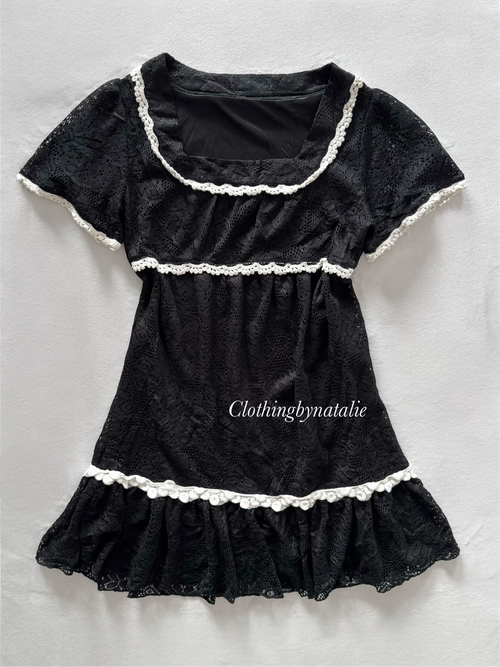 Cute Black Knit Babydoll Dress Size S