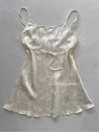 Delicates White Brocade Satin Slip Size M