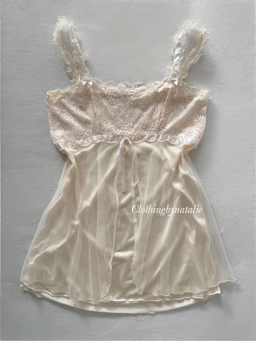 Coquette Cream Nylon Babydoll Size S