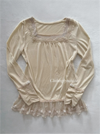 Cream Jersey Long Sleeve Blouse Size S