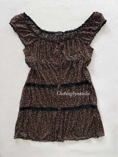 Floral Sheer Mesh Babydoll size S
