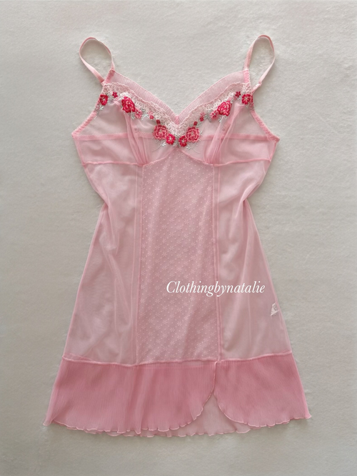 Rose Pink Sheer Mesh Slip Size S