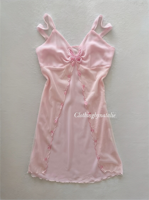 Butterfly Pink Chiffon Slip Size M