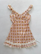 Floral Pink Chiffon Sheer Slip Size S