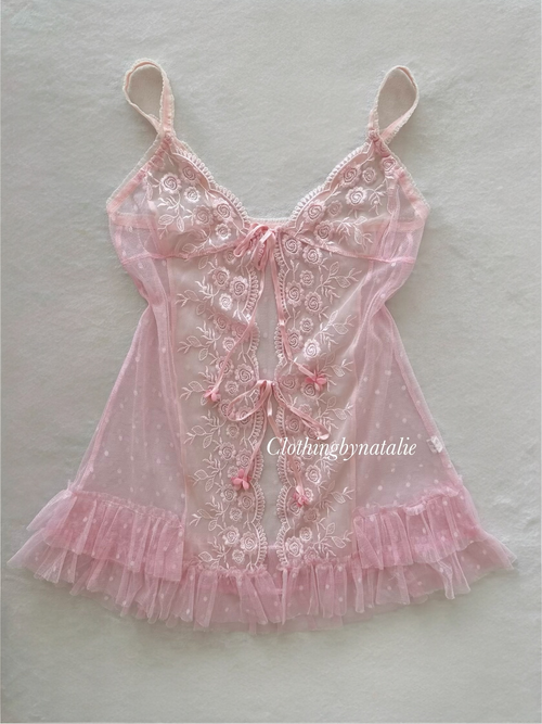 Dana Sheer Pink Mesh Slip Size S