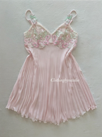 Wacoal Pleated Pink Chiffon Slip Size M