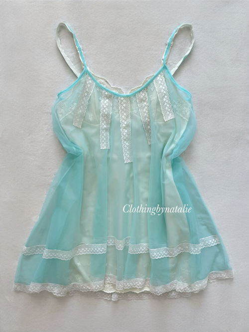 Soft Blue Nylon Babydoll Size S
