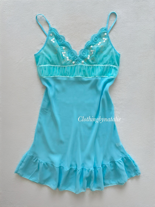 Blue Chiffon Slip Dress Size S