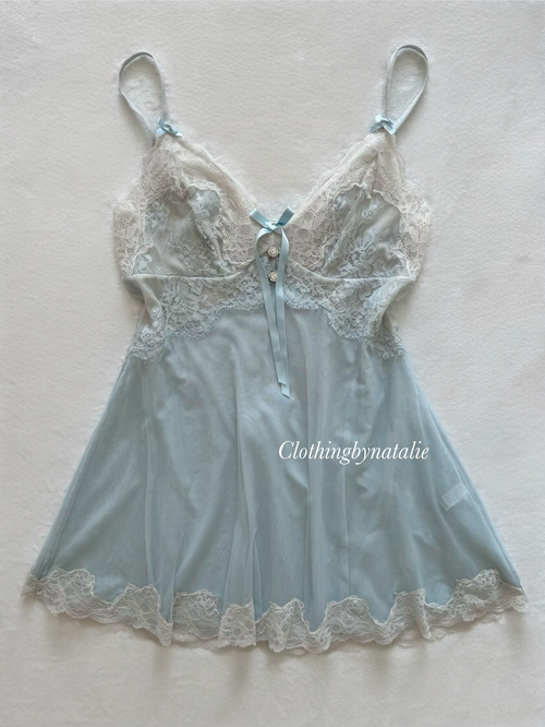 Fairy Blue Sheer Mesh Babydoll Size S