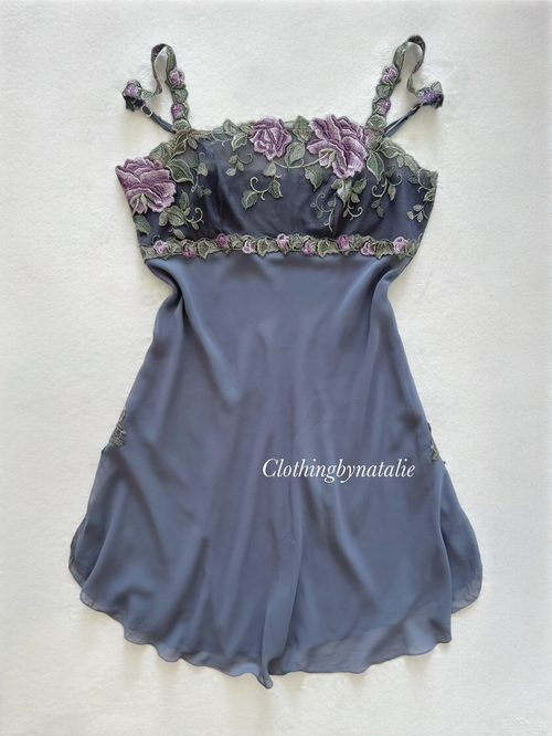 Wacoal Navy Chiffon Lace Slip Size S