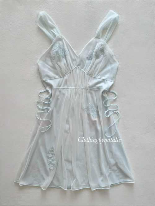 Harvey Woods Blue Nylon Nightgown Size M