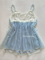 Fairy Blue Nylon Lace Babydoll Size M
