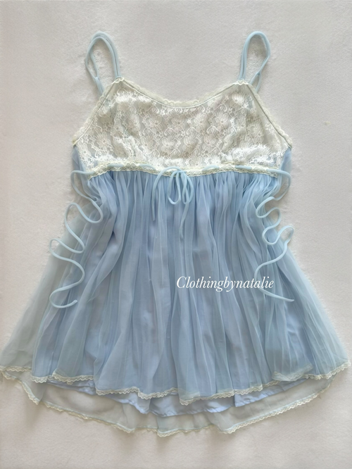 Fairy Blue Nylon Lace Babydoll Size M