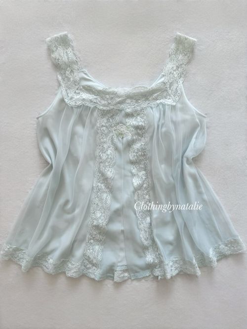 Shadowline Blue Nylon Mini Babydoll Size S/M