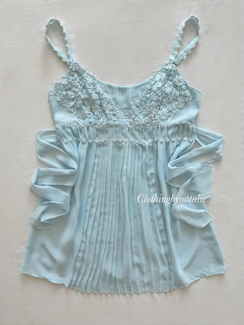 Flora Blue Chiffon Babydoll Size S/small M