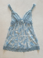 Blue Mesh Lace Mini Dress Size S