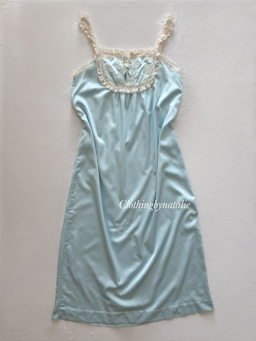 Bert Yerlin Blue Maxi Satin Nightgown Size S/M