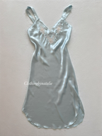Val Mode Blue Maxi Satin Maxi Dress Size S