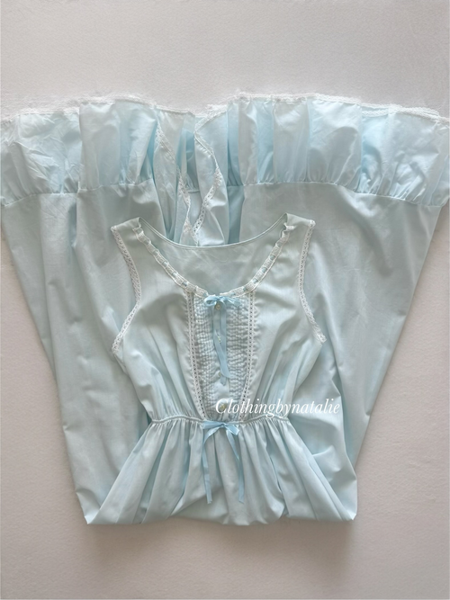 JC Penny Blue Cotton Maxi Nightgown Size M
