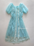 Vintage Blue Nylon Peignoir Set Size M