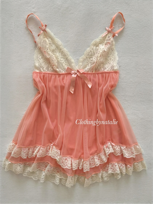 Coquette Orange Sheer Mesh Babydoll Size S