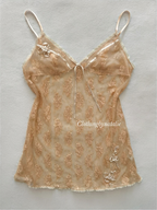 Romantic Orange Lace Slip Size M