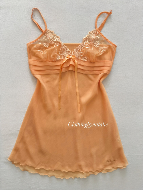 Orange Sheer Chiffon Slip Size S