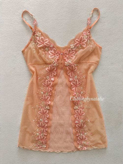 Fairy Orange Sheer Mesh Slip Dress Size S