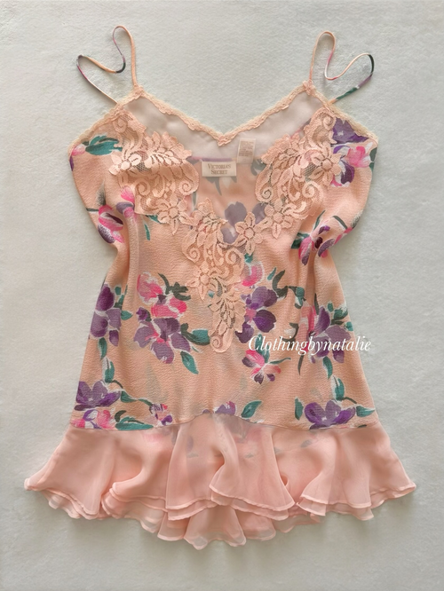 Victoria’s Secret Orange Floral Babydoll Size M/small L