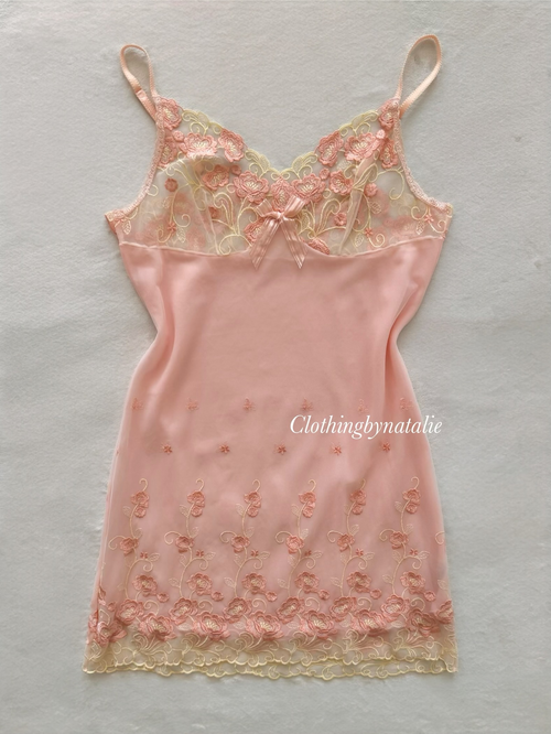 Embroidery Sheer Mesh Gown Size S
