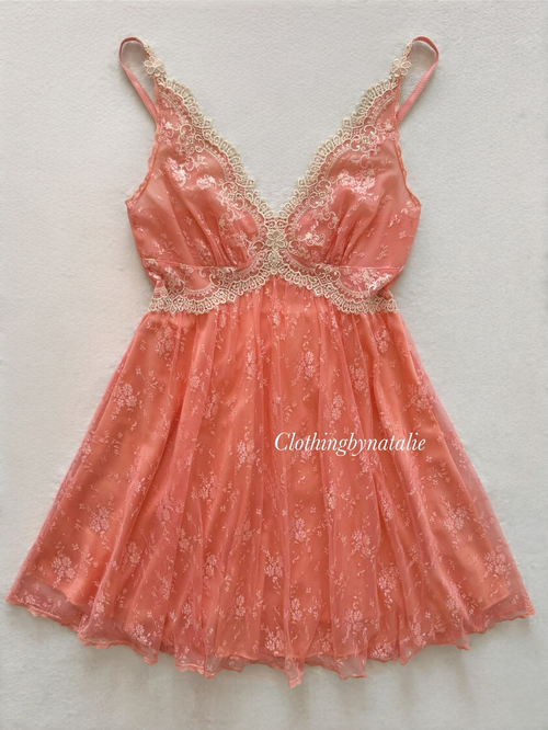 Romantic Orange Lace Babydoll Size S