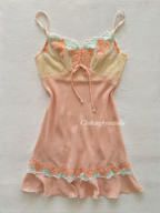 Orange Sheer Chiffon Slip Dress Size S