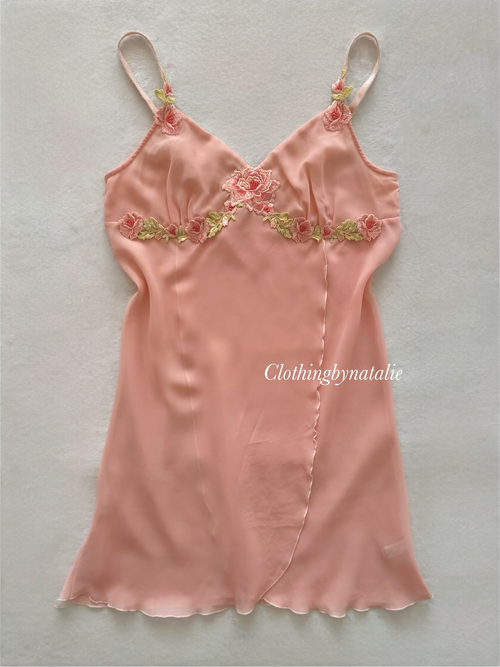 Soft Orange Sheer Chiffon Slip Size M
