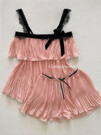 Coquette Pleated Chiffon Loungewear Set Size S