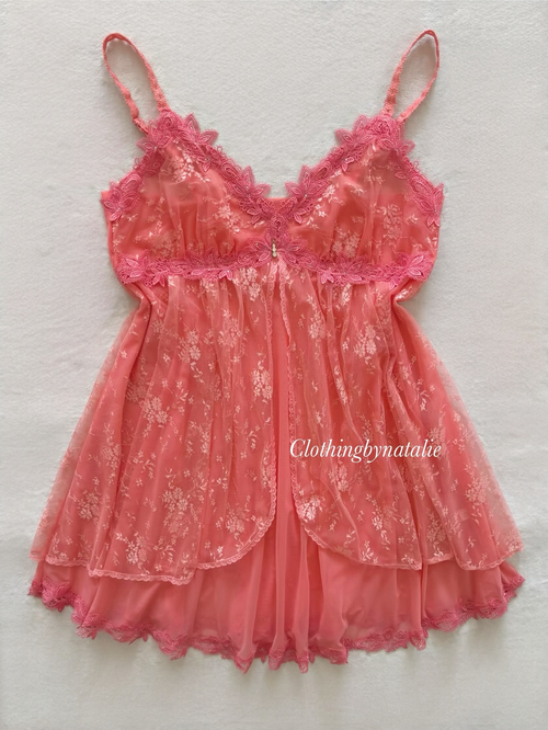 Fairy Floral Lace Orange Babydoll Size M